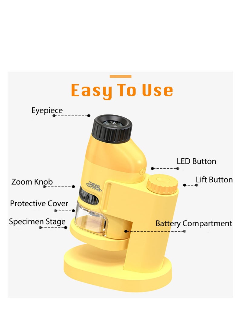 Pocket Microscope for Kids, Portable Microscope Handheld Microscope 60x-120x Mini Microscopes for Kids Ages 8-12, Handheld Digital Microscope for Kids Students Adults Home School