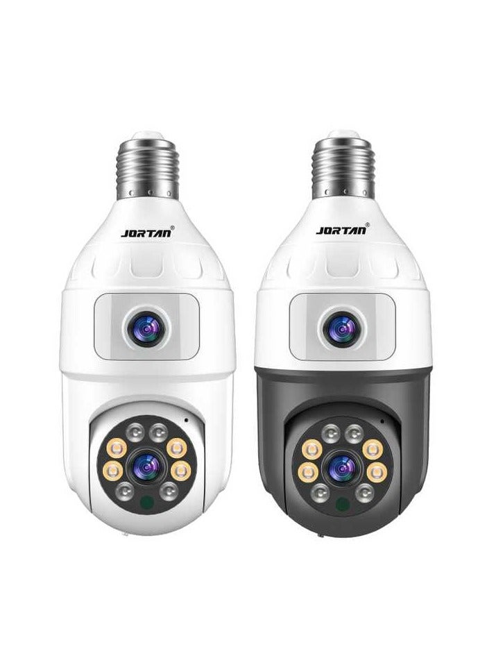 Jortan Gun Ball Linkage WIFI Dual lens Bulb Camera, IP44, Full Color Night Vision, 2 Way Audio, Motion Detection, PTZ Control