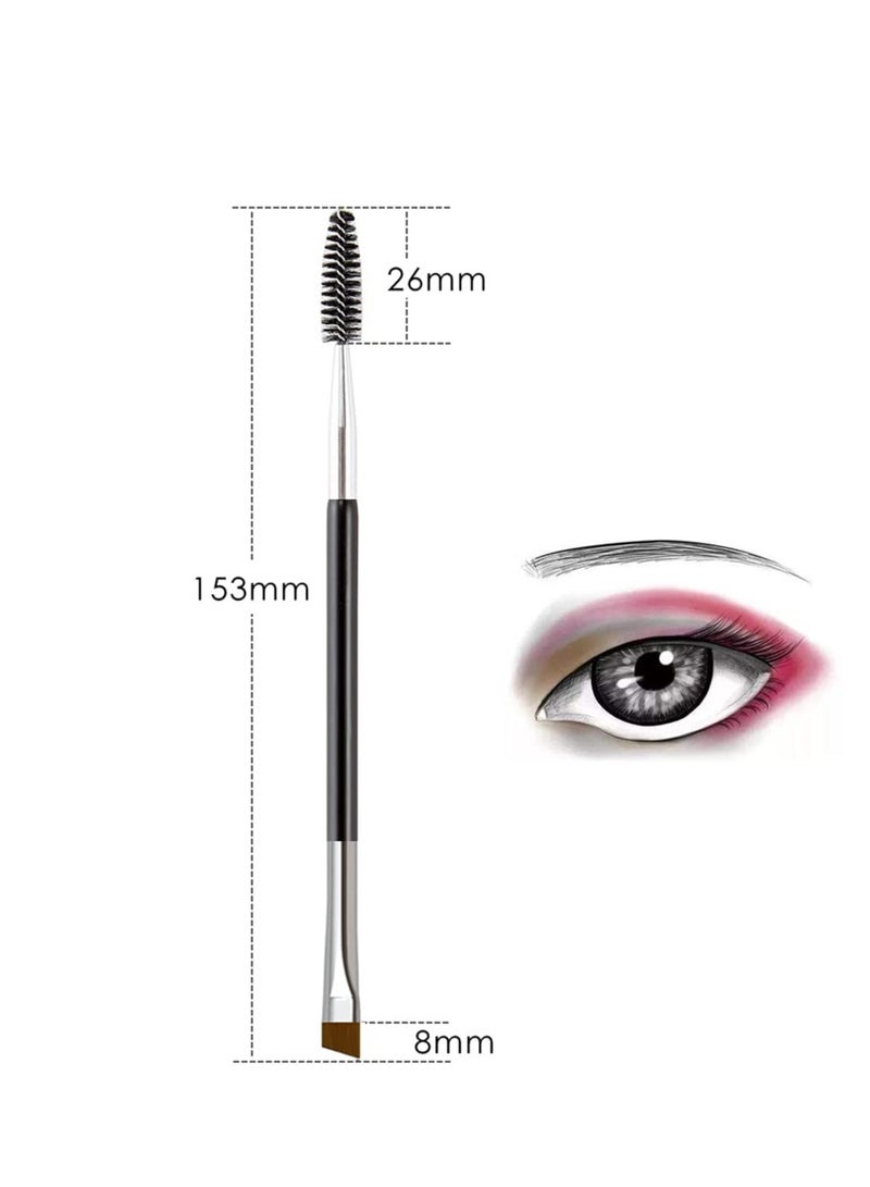 KINGMAS Eyebrow Brush, Professional Dual Angled Eye Brow Brush and Spoolie Brush Eyelash Comb Eyebrow Tool (Black)