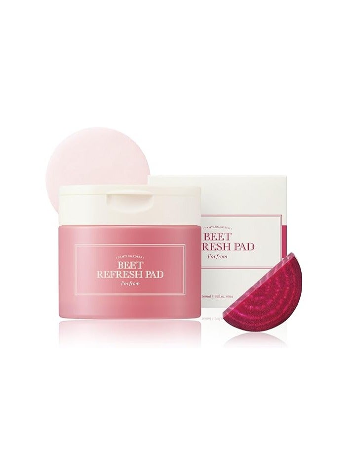 I’m from Beet Refresh Pad 60 Sheets, Triple-Layered Pads Hold 260ml Essence, 20% red Beet Extract from Korea, Full of Moisture with a Slice of Red Beet, Vitality for Dull, Rough Skin