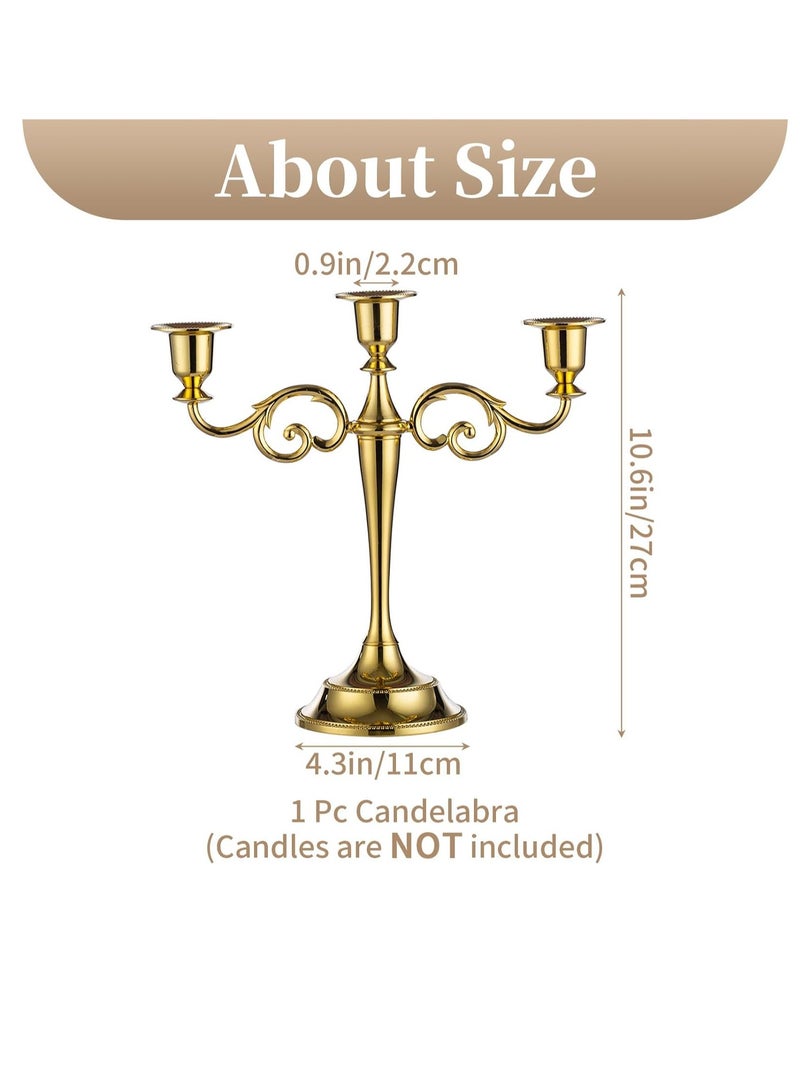 3 Arms Decorative Candle Holder For Wedding and Candlelight Dinner Gold