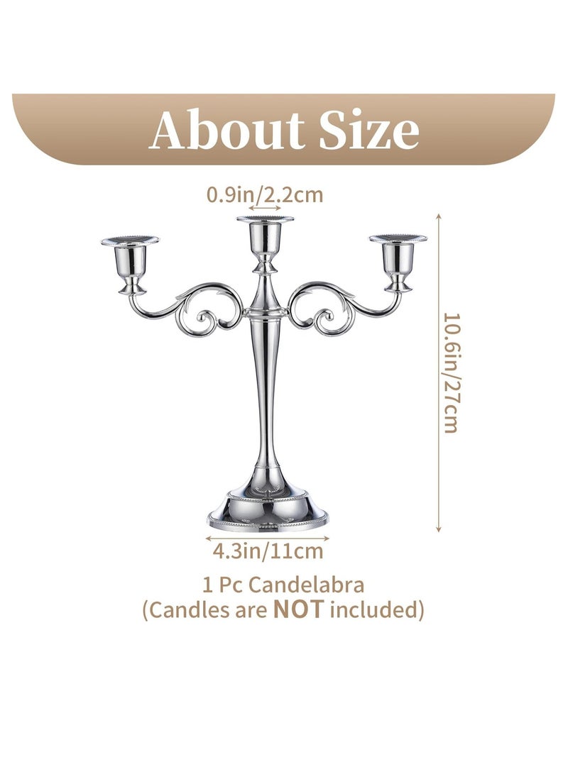 3 Arms Decorative Candle Holder For Wedding and Candlelight Dinner Silver