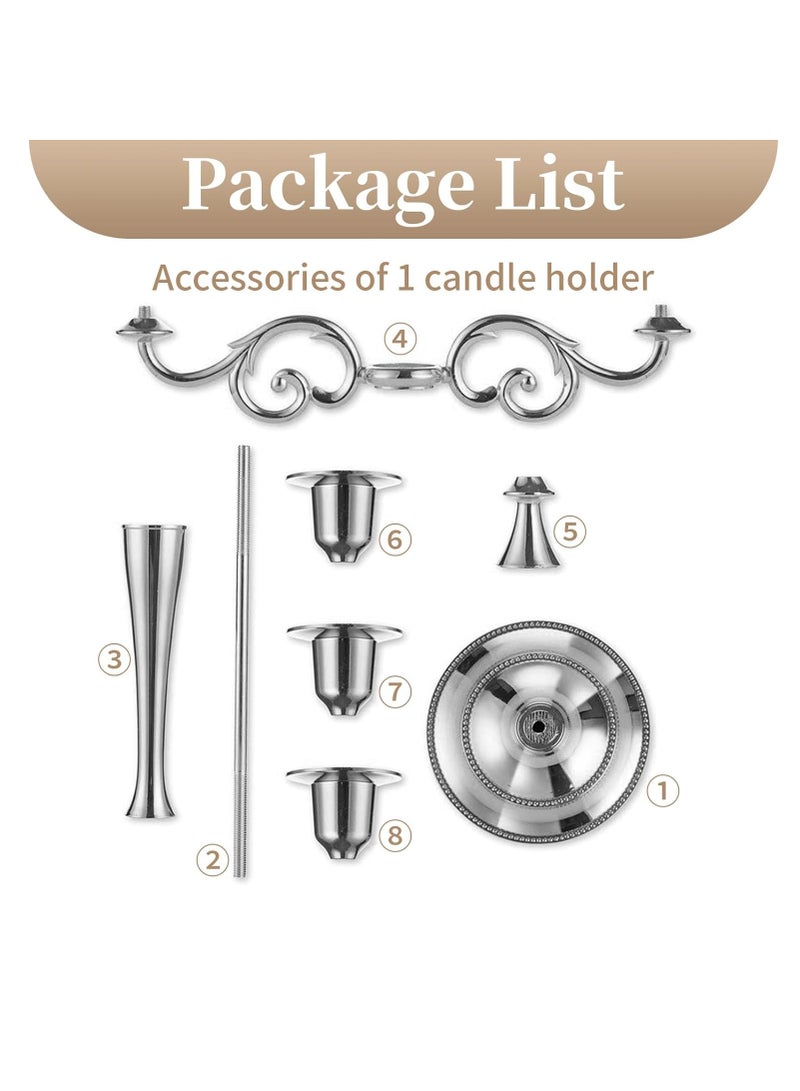3 Arms Decorative Candle Holder For Wedding and Candlelight Dinner Silver