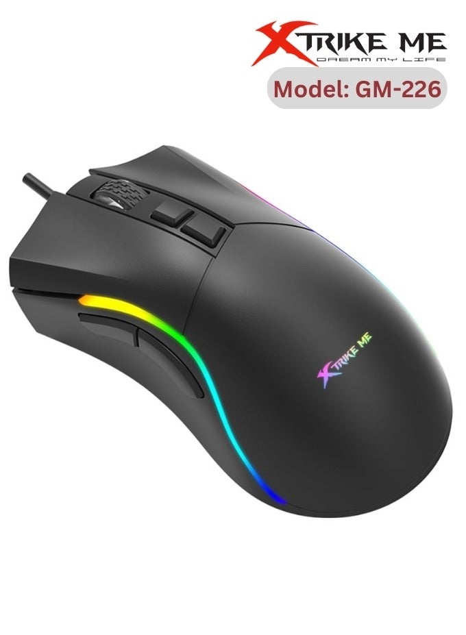 Gaming Mouse GM-226 RGB Gaming Mouse Optical Sensor 7,200 DPI 7 Programmable Buttons