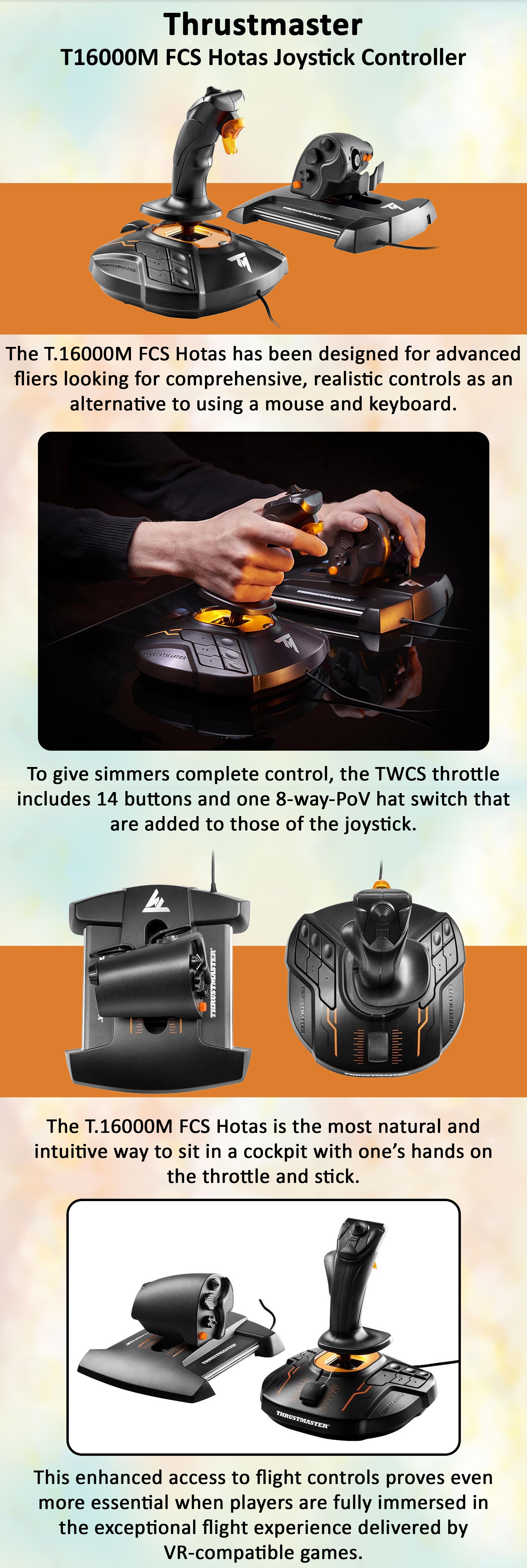 T16000M FCS Hotas - Flight Control System with Joystick and Throttle, Featuring H.E.A.R.T HallEffect AccuRate Technology for PC