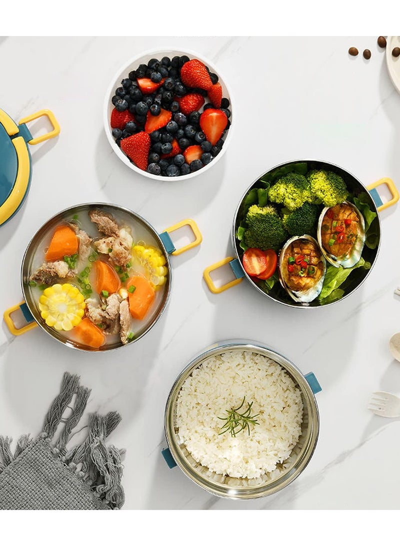 Stainless Steel Bento Lunch Box for Kids School,3 Layers Stackable Thermos Lunch Box with Insulated Lunch Bag Spoon Fork,Leakproof Thermal Food Containers for Adult Work Camping (4 Layer)