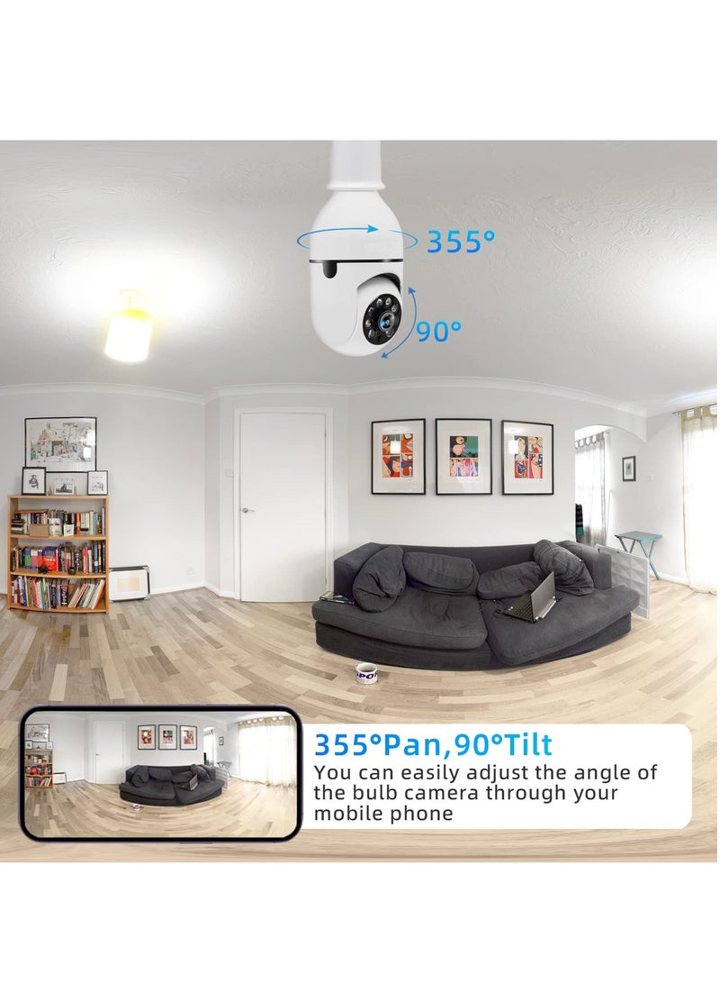 Wireless Home Camera Light Bulb Camera 360 Degree Full HD 1080P Smart Home Camera Smart Night Vision Two Way Audio Motion Detection