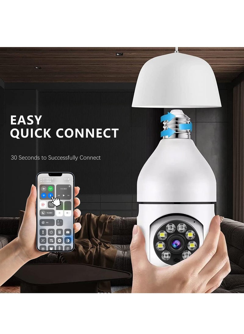 Wireless Home Camera Light Bulb Camera 360 Degree Full HD 1080P Smart Home Camera Smart Night Vision Two Way Audio Motion Detection