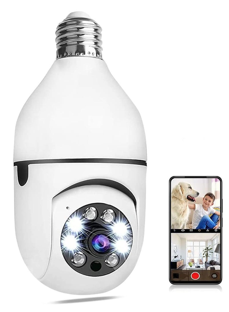 Wireless Home Camera Light Bulb Camera 360 Degree Full HD 1080P Smart Home Camera Smart Night Vision Two Way Audio Smart Motion Detection Real Time Alert Recording