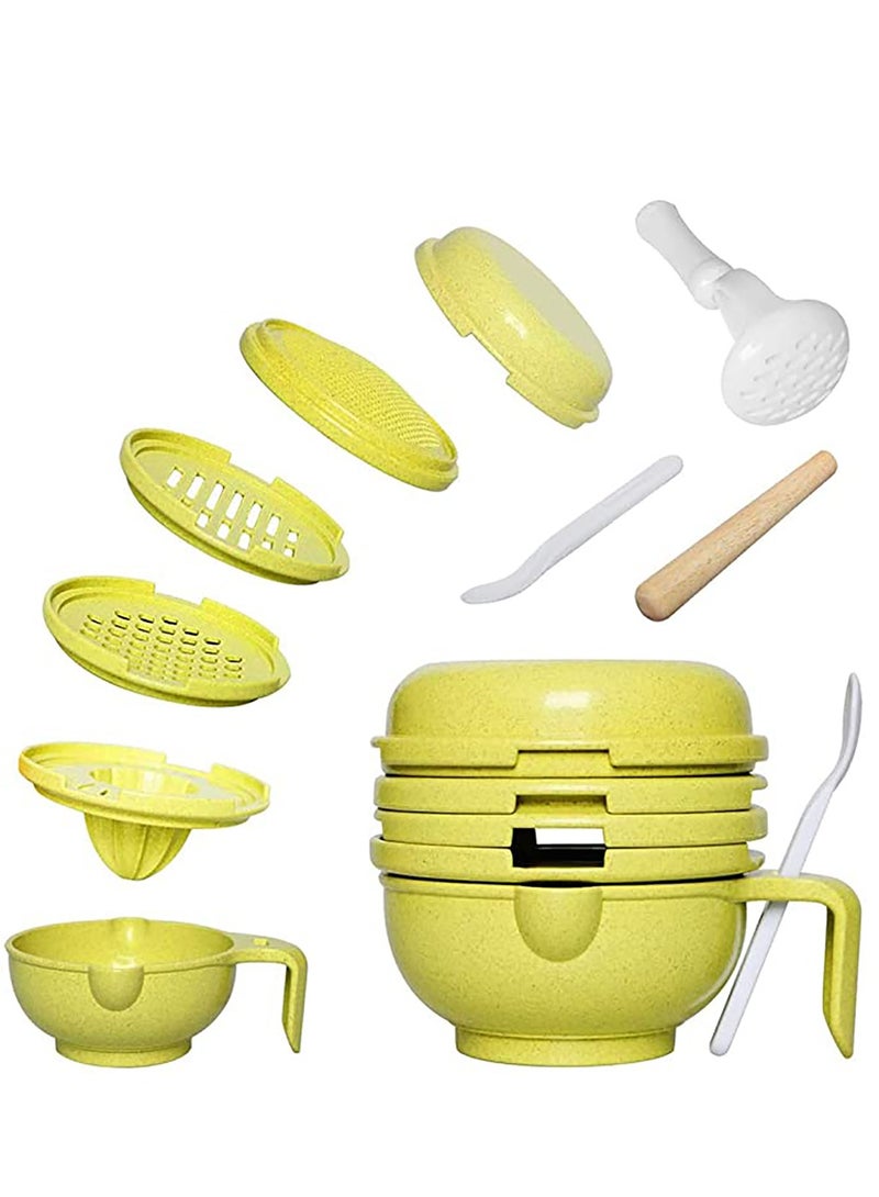 Food Masher and Bowl, Dishwasher Safe Mash Food Mashing Set, Food Grinder, Multi-Function Manual Food Grinding Bowl