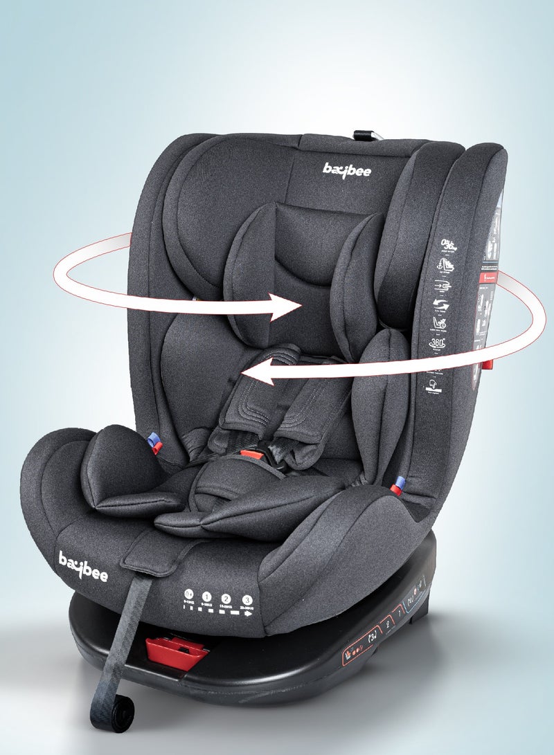 Baybee Convertible Car Seat for Baby 0 to 12 Years with 360° Rotatable, ISOFIX, 3 Position Recline, Headrest Adjustable ECE R44/04 Safety Certified Baby Car Seat for Toddlers Kids Boys Girls Black