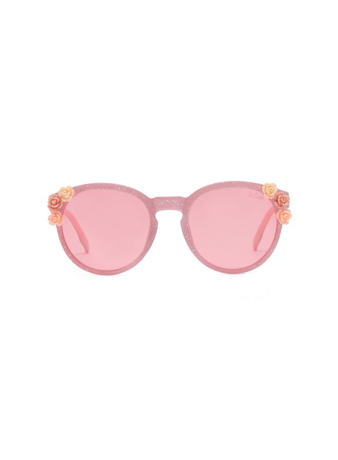 Polarized PC Pink with Fashion type, Square Shape
46-18-130 mm Size, 0.74MM POLARZIED Lens Material, Pink Frame Color