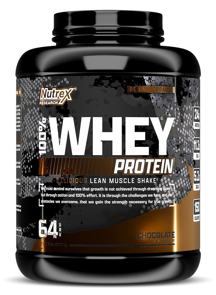 Whey Protein Powder  100% Whey Protein Supplement Chocolate 64 servings 5 Lbs 2265 g