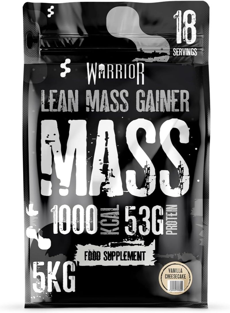 Warrior Mass Lean Muscle Weight Gainer - 60g Protein per Serving - 1000 Calories for Bulking - Vanilla Cheesecake 5kg