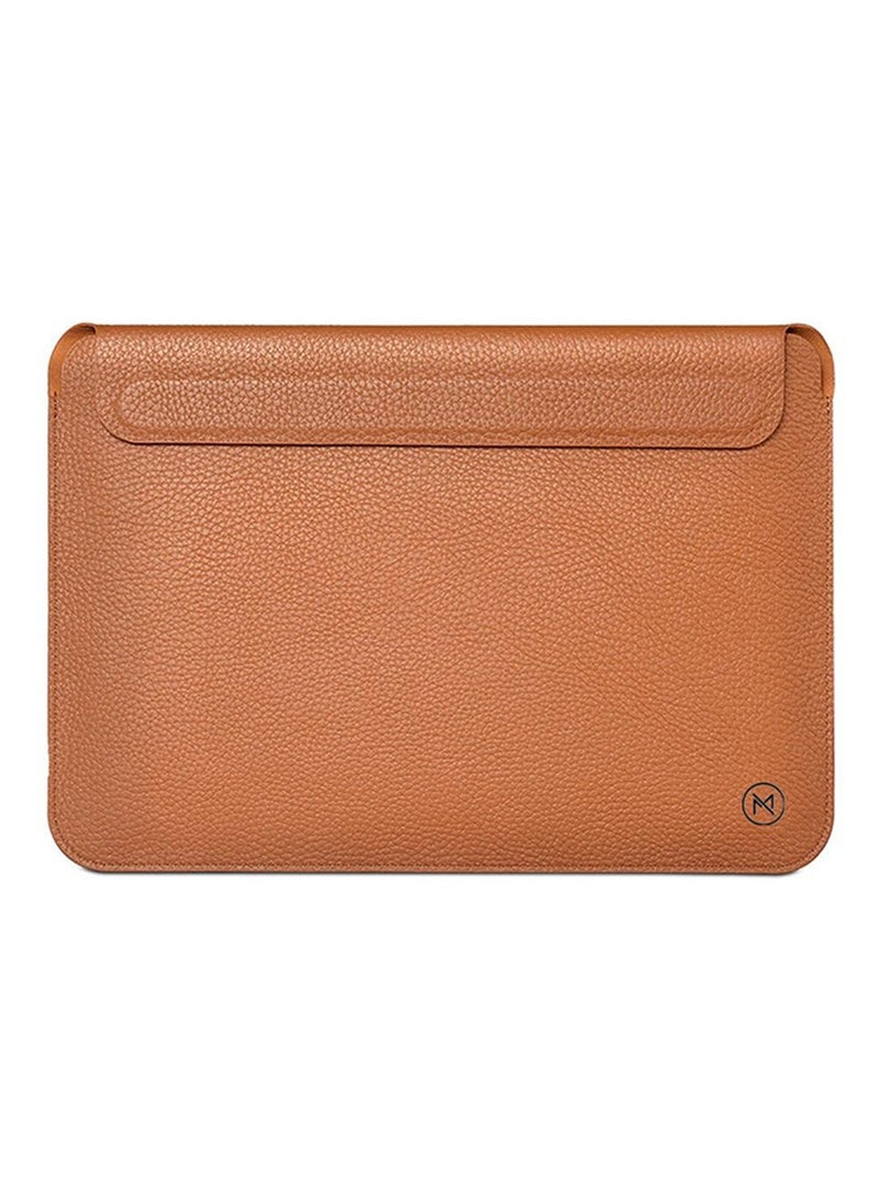 Leather Sleeve for 14 inch Laptop, Ultra Slim Design, Magnetic Closure, Water Resistant - Brown