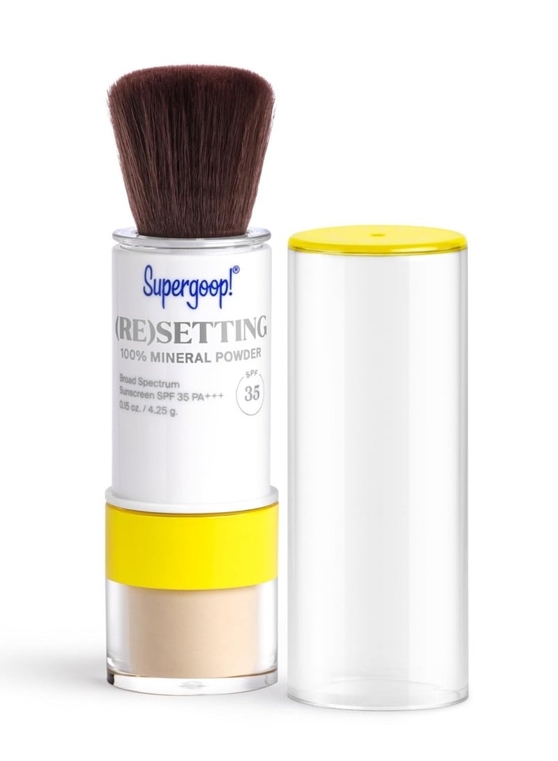 Supergoop! (Re)setting 100% Mineral Powder, Translucent - 0.15 oz - Makeup Setting Powder + Broad Spectrum SPF 35 PA+++ Sunscreen - With Ceramides, Olive Glycerides & Coated Silica Spheres