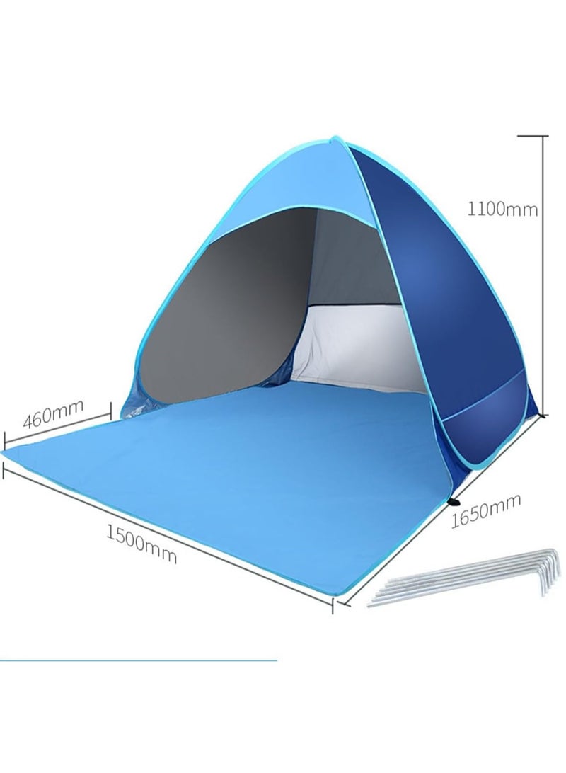 Beach Tent Compact and Portable Dome Camping Tent with UV Protection, Automatic Pop-up Design for Beach, Sturdy Construction, Ideal for Outdoor Sun Exposure, Accommodates Beach Activities