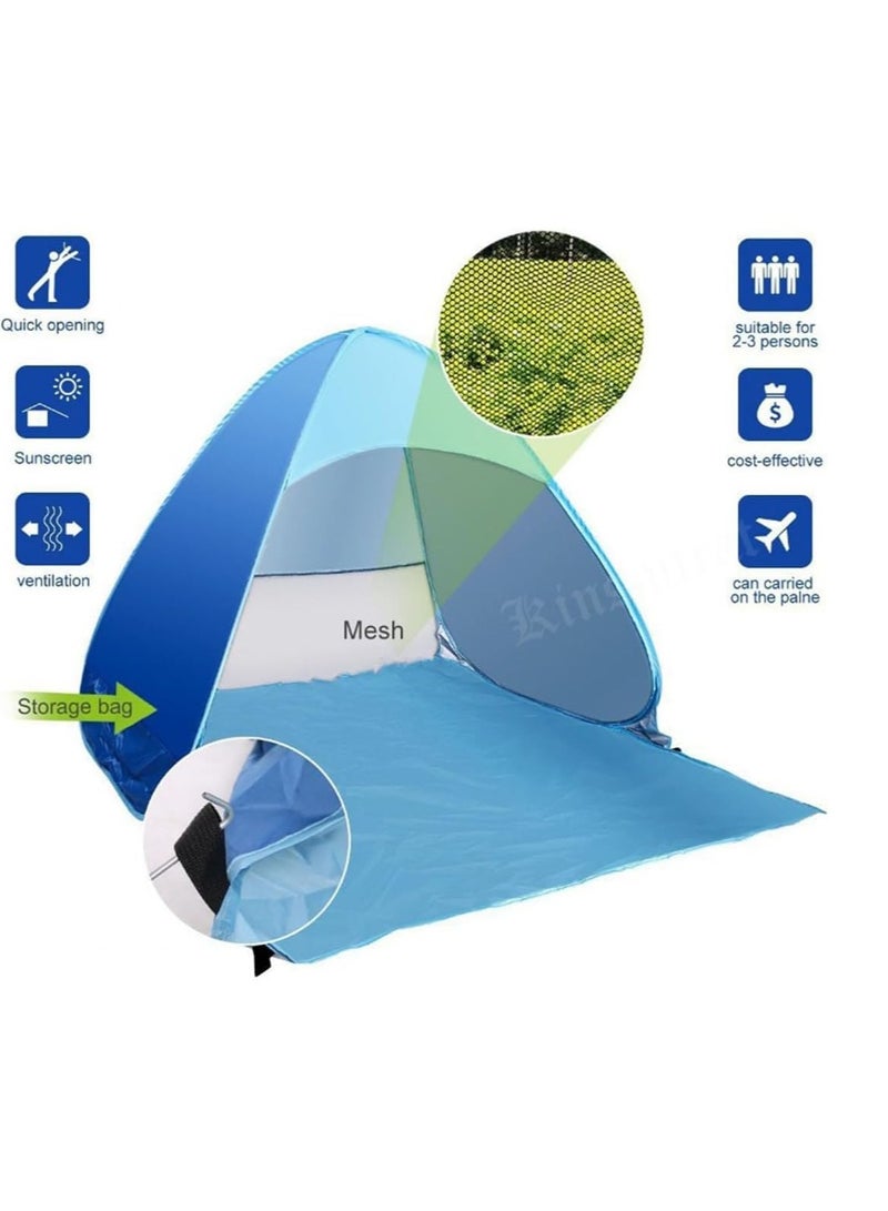 Beach Tent Compact and Portable Dome Camping Tent with UV Protection, Automatic Pop-up Design for Beach, Sturdy Construction, Ideal for Outdoor Sun Exposure, Accommodates Beach Activities