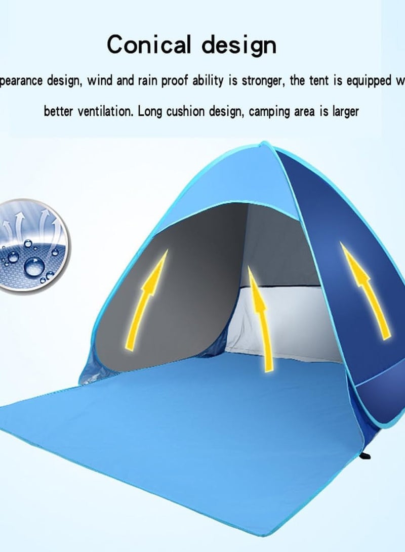 Beach Tent Compact and Portable Dome Camping Tent with UV Protection, Automatic Pop-up Design for Beach, Sturdy Construction, Ideal for Outdoor Sun Exposure, Accommodates Beach Activities