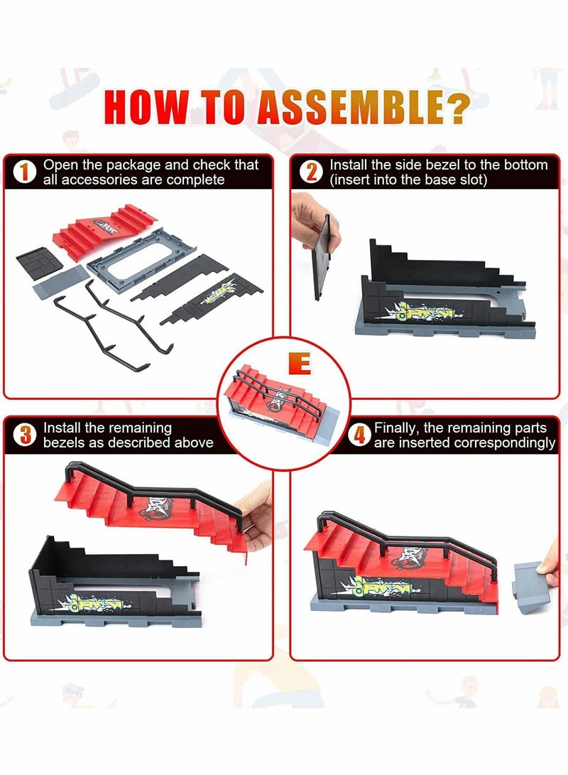 Finger Skateboard Ramp Set, Mini Finger Skateboard and Ramp Accessories Set, Props Deck Track Ultimate Park Set