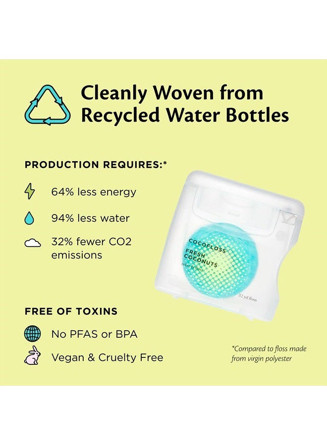 Woven Dental Floss, Dentist-Designed Oral Care, Coconut Scent, Waxed, Expanding, Kid-Friendly String Floss with Coconut Oil, 3 Spools (33 yd Each)