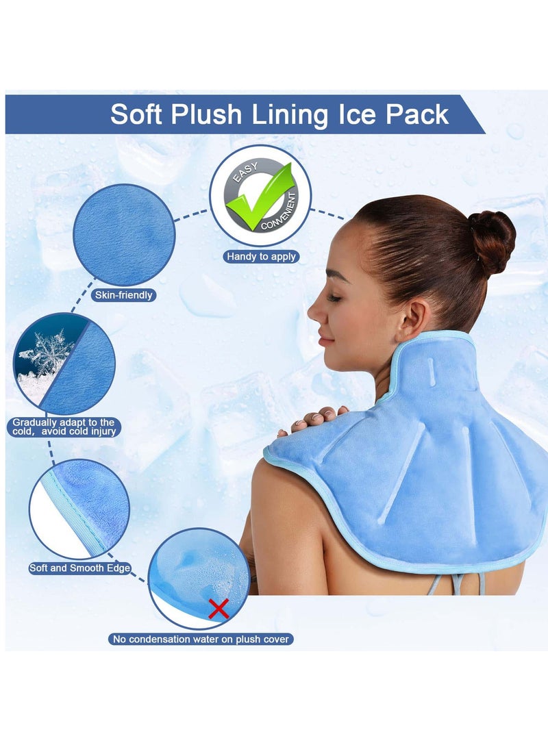 Ice Pack for Neck and Shoulders, Reusable Gel Cold Compress for Rotator Cuff Injuries, Swelling, Upper Back Pain Relief, Large Neck Ice Pack Wrap with Soft Plush Lining