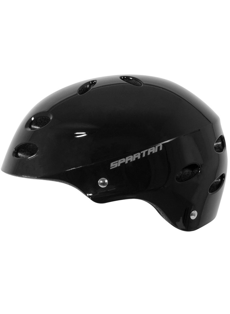 Spartan Multi-Sport Helmet | Superior Ventilation, Safety, and Lightweight Design | Ideal for Skateboarding, Cycling, Roller Skating, and Scooters | Bicycle Helmet - Black