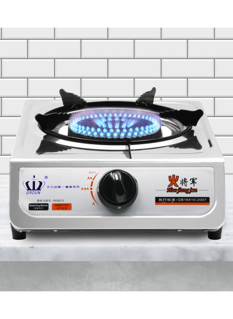 Portable Gas Stove Single Burner Cooker LPG Camping Wok Stainless Steel 4kW Indoor & Outdoor Stainless Steel