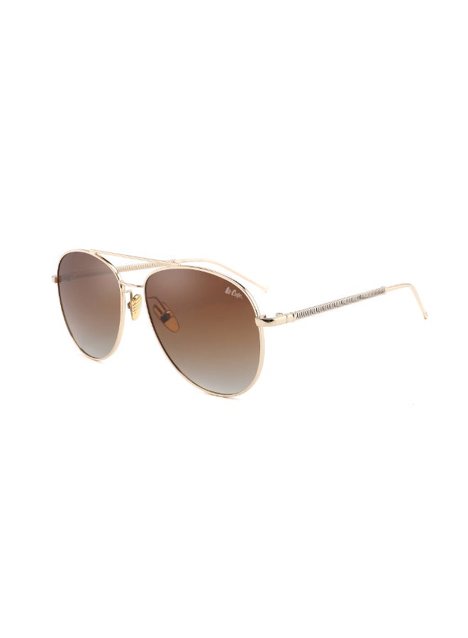 Polarized METAL Grad. Brown with Aviator type, Round Shape
57-18-144 mm Size, TAC 1.1 Lens Material, Gold Frame Color