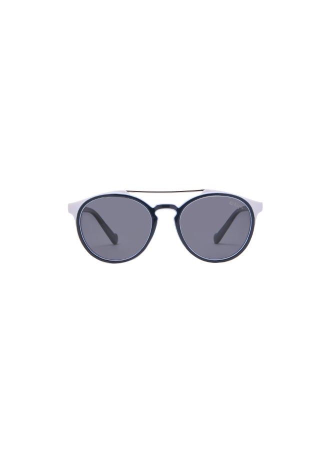 Polarized PC+METAL Grey with Round type, Round Shape
47-13-125 mm Size, 0.74MM POLARZIED Lens Material, Blue Frame Color