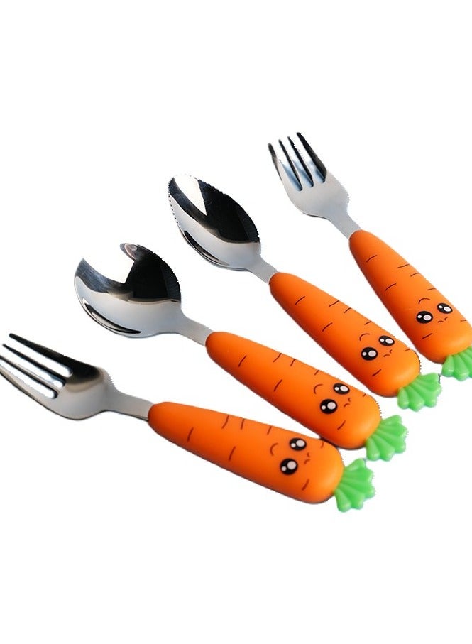Rabbit Rapier Children’s Cutlery Set, Carrot Design Handles, Stainless Steel Flatware, 18/10 Grade Stainless Steel Kitchen Set, Compact Size Tableware Set for Toddlers