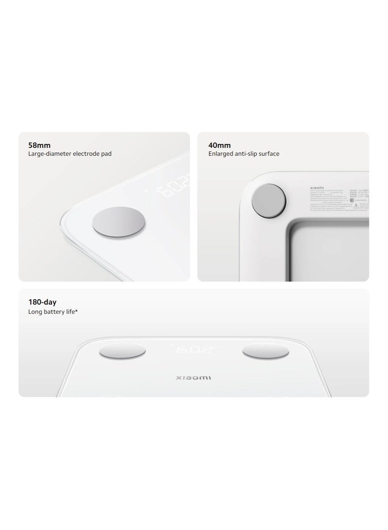 Xiaomi Body Composition Scale S400 | Bluetooth® Low Energy (BLE) 5.0 | Dual Frequency 50kHz/250kHz | 25 Health Indicators