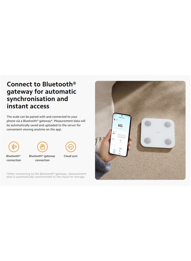Xiaomi Body Composition Scale S400 | Bluetooth® Low Energy (BLE) 5.0 | Dual Frequency 50kHz/250kHz | 25 Health Indicators