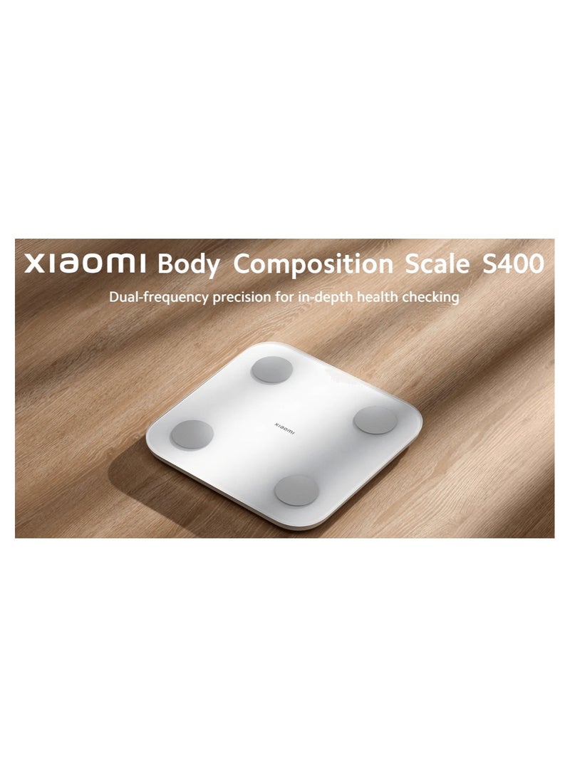 Xiaomi Body Composition Scale S400 | Bluetooth® Low Energy (BLE) 5.0 | Dual Frequency 50kHz/250kHz | 25 Health Indicators