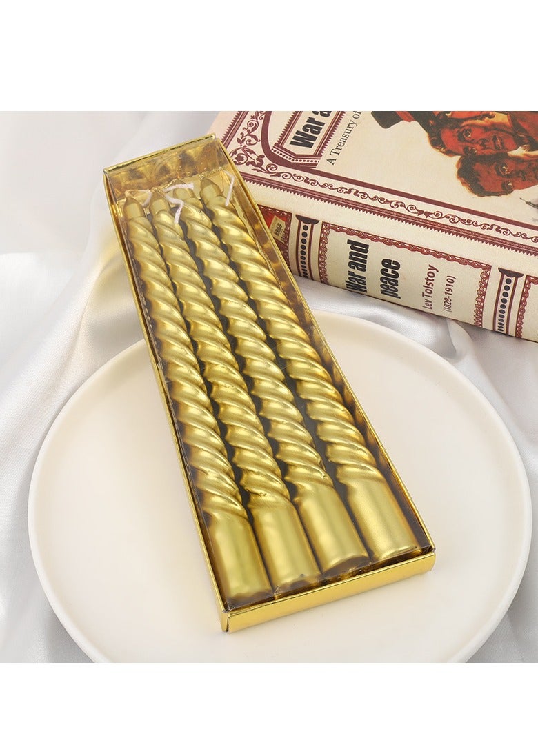 Thread Style Home Decoration Candles Set Gold