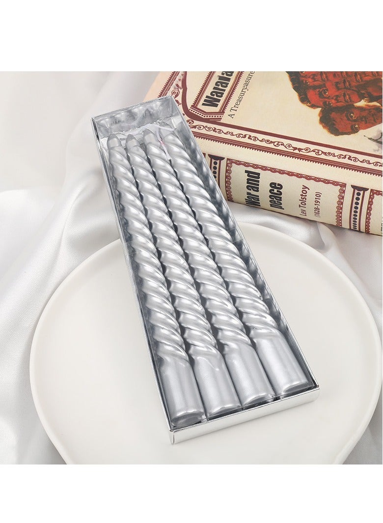 Thread Style Home Decoration Candles Set Silver