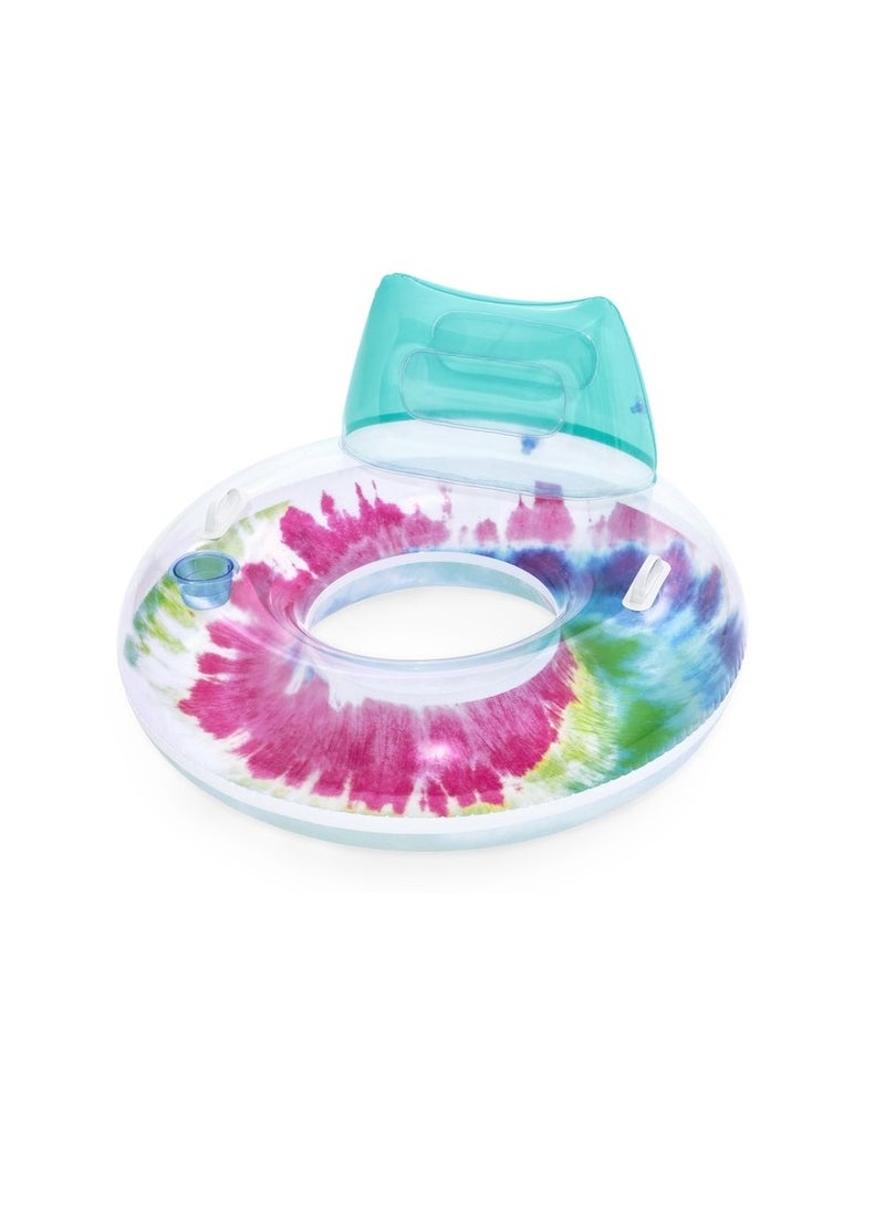 Swim Ring Tie Dye, Designed For Swimmer Aged 10+, Aristic And Colorful Tie Dye Graphics,Heavy Duty Handles, Easy To Inflate/Deflate 118X117Cm