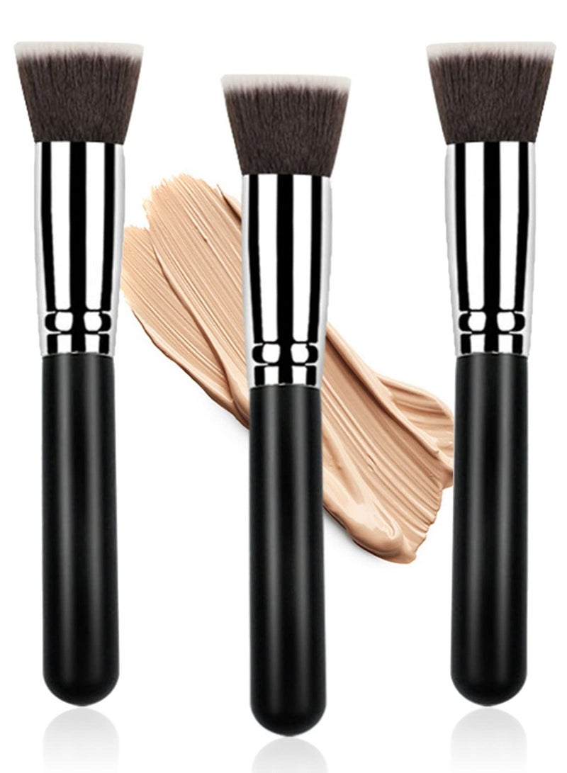 SYOSI, 3 Pcs Flat Top Foundation Brush,Face Cosmetic Brush for For Powder or Liquid