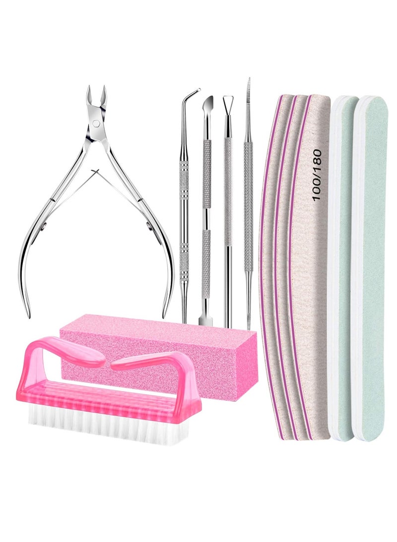 FANDAMEI Nail Care Tool Kit, Nail Files 100/180, Nail Buffer Block, Cuticle Nippers, Cuticle Trimmer, Cuticle Pusher, Nail Lifter for Ingrown Toenails, Nail Tools, Nail Kit, Pedicure & Manicure Tools