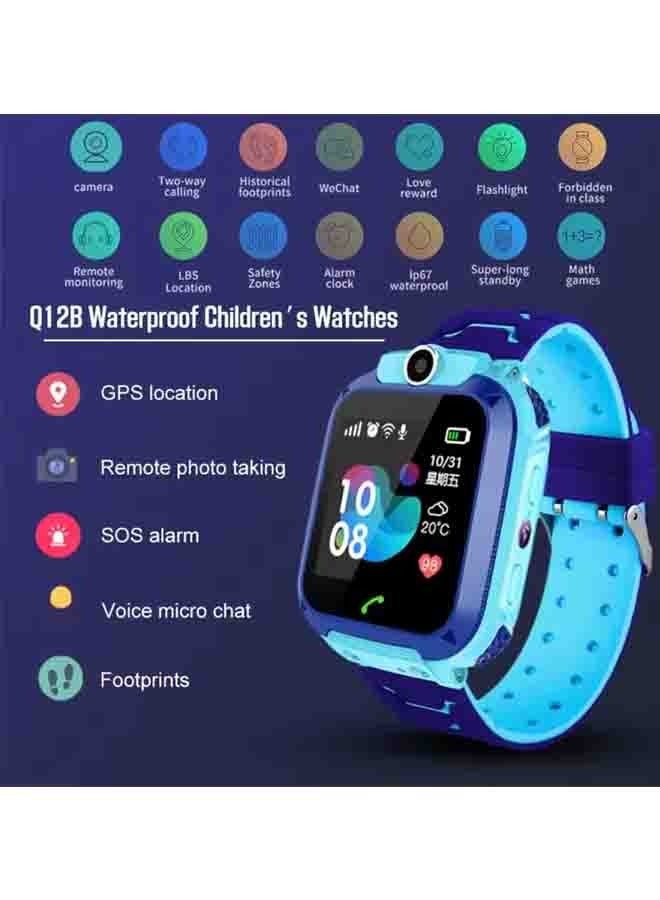 Children's Smartwatch LBS Tracker Intelligent Watch with Call SOS Voice Chat Digital Camera Game for Children Boys Girls Student With Large Touch Screen for Children Birthday Gifts Blue