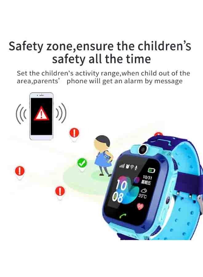 Children's Smartwatch LBS Tracker Intelligent Watch with Call SOS Voice Chat Digital Camera Game for Children Boys Girls Student With Large Touch Screen for Children Birthday Gifts Blue