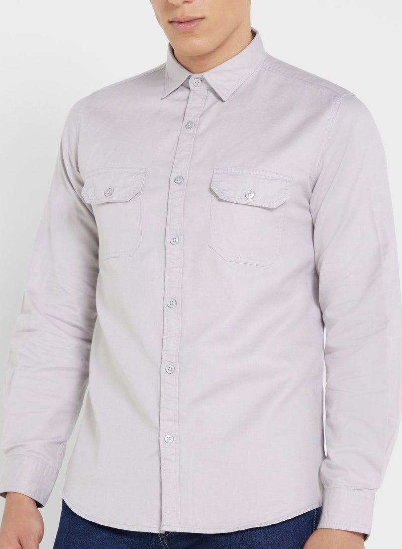 Pure Cotton Casual Double Pocket Shirt