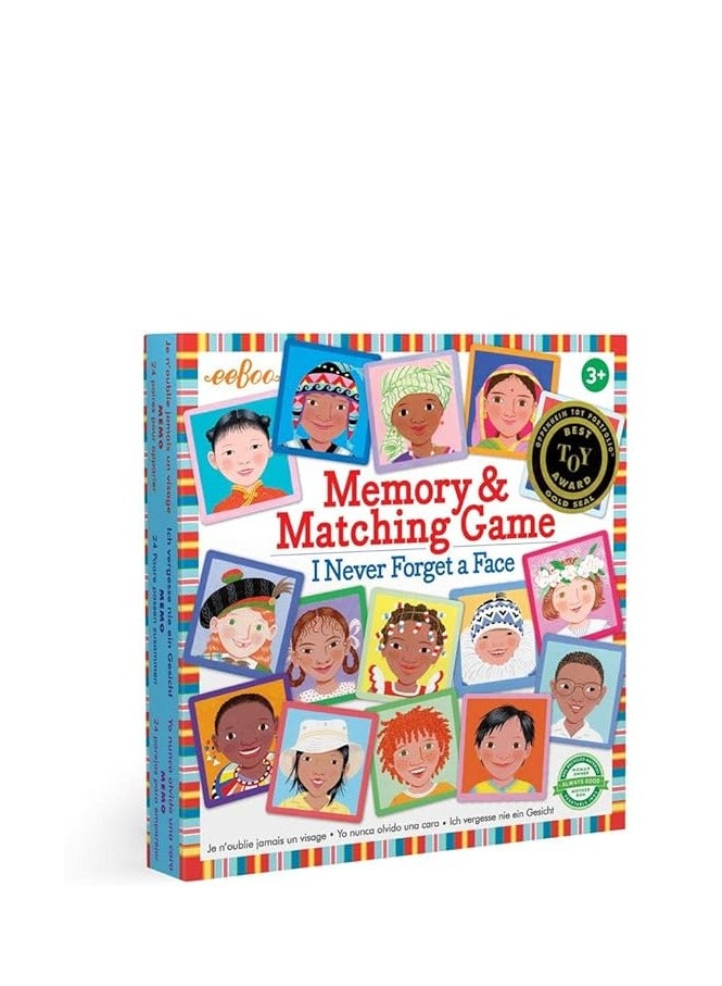 eeBoo: I Never Forget a Face, Memory & Matching Game, Developmental and Educational, 24 Pairs to Match, Single or Multiplayer Function, for Ages 3 and up