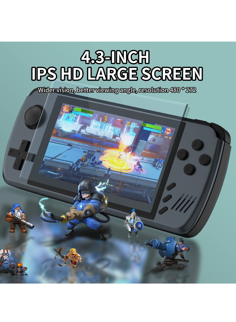 Open Source Handheld Game Console, 4.3 Inch IPS HD Screen, 3500+ Classic Video Games, Multi-Emulator/HD Output/TF Card Expansion (ATM7051 CPU Quad Core ARM CORTEX-A9, 64G Black)