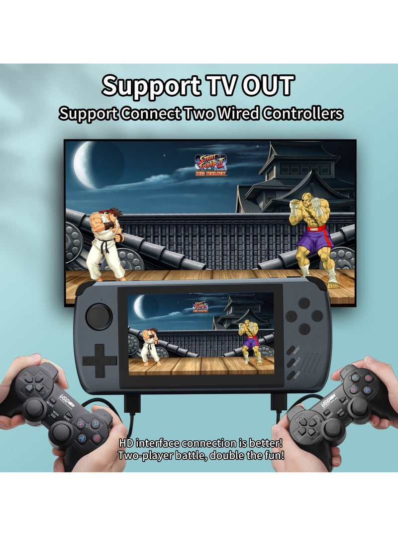 Open Source Handheld Game Console, 4.3 Inch IPS HD Screen, 3500+ Classic Video Games, Multi-Emulator/HD Output/TF Card Expansion (ATM7051 CPU Quad Core ARM CORTEX-A9, 64G Black)
