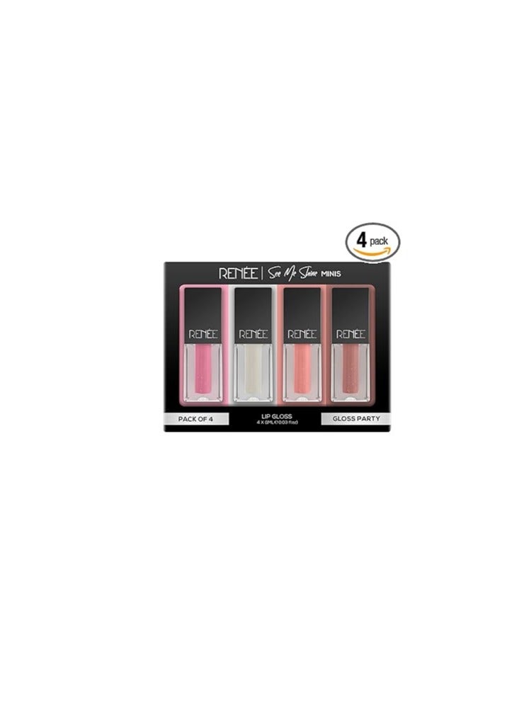 RENEE See Me Shine Minis Gloss Party Lip Gloss Combo 1ml Each  Non Sticky and Non Drying Formula Long Lasting Moisturizing Effect Compact and Easy to Carry