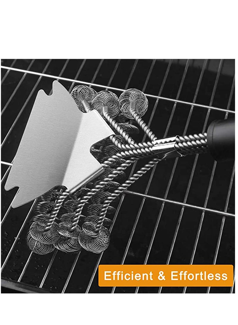 Grill Brush with Scraper 18 Inch Two Kinds of Exchangeable Brush Head at Carrying Bag - Safe Wire Stainless Steel BBQ Brush - Barbecue Cleaning Grill Brush for Gas/Charcoal Grilling Grates