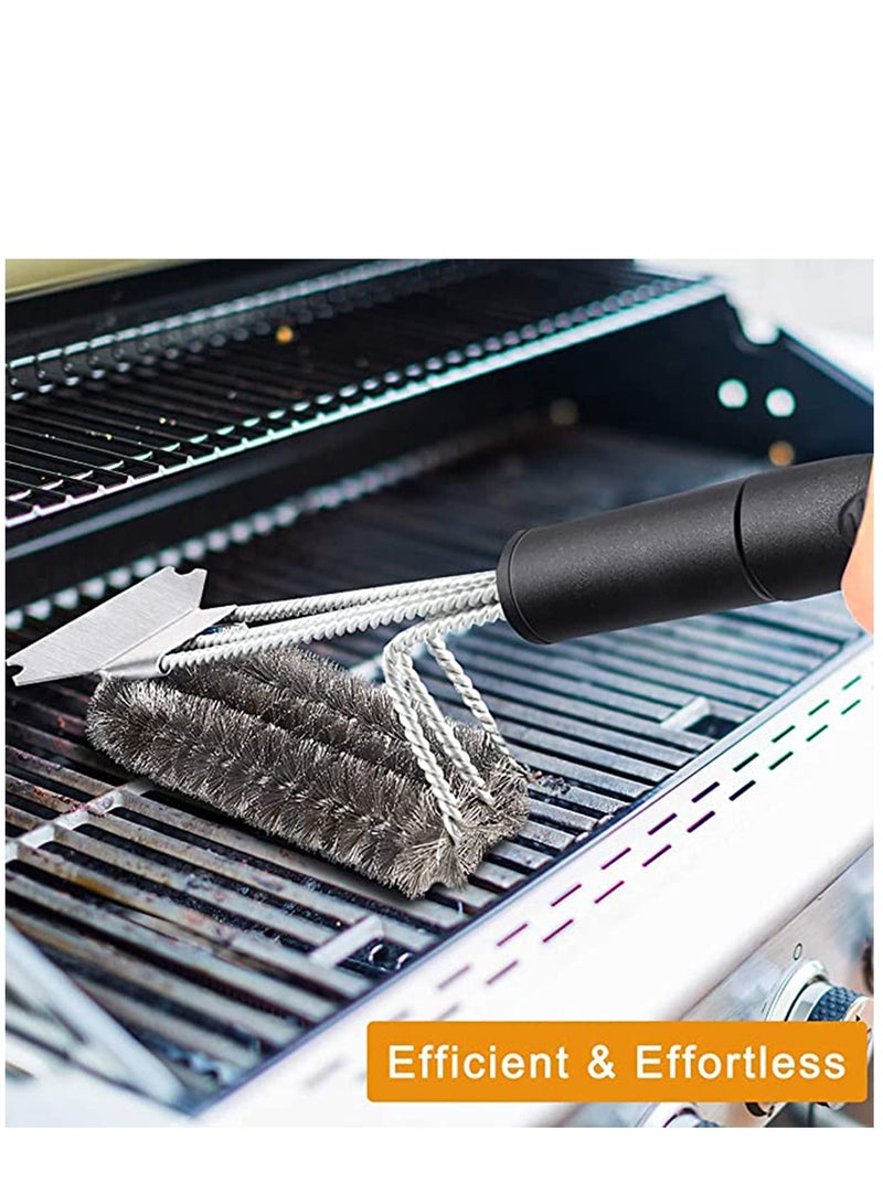 Grill Brush with Scraper 18 Inch Two Kinds of Exchangeable Brush Head at Carrying Bag - Safe Wire Stainless Steel BBQ Brush - Barbecue Cleaning Grill Brush for Gas/Charcoal Grilling Grates