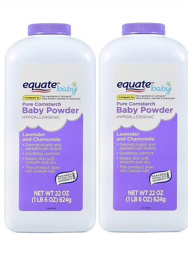 Pure Cornstarch Baby Powder with Lavender and Chamomile (2 Pack)