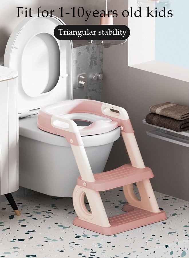 Potty Training Toilet Seat For Boys Girls, Toddler Toilet Seat With Step Stool Ladder, Foldable Toddler Potty Seat For Toilet With Non-Slip Design, Adjustable Height